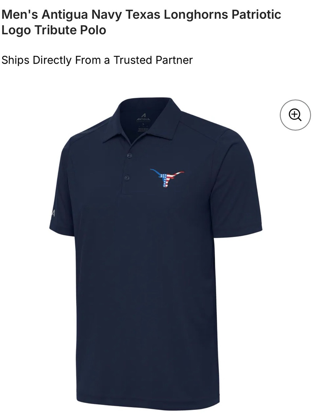 Antigua Navy Polo with Patriotic Longhorn Emblem